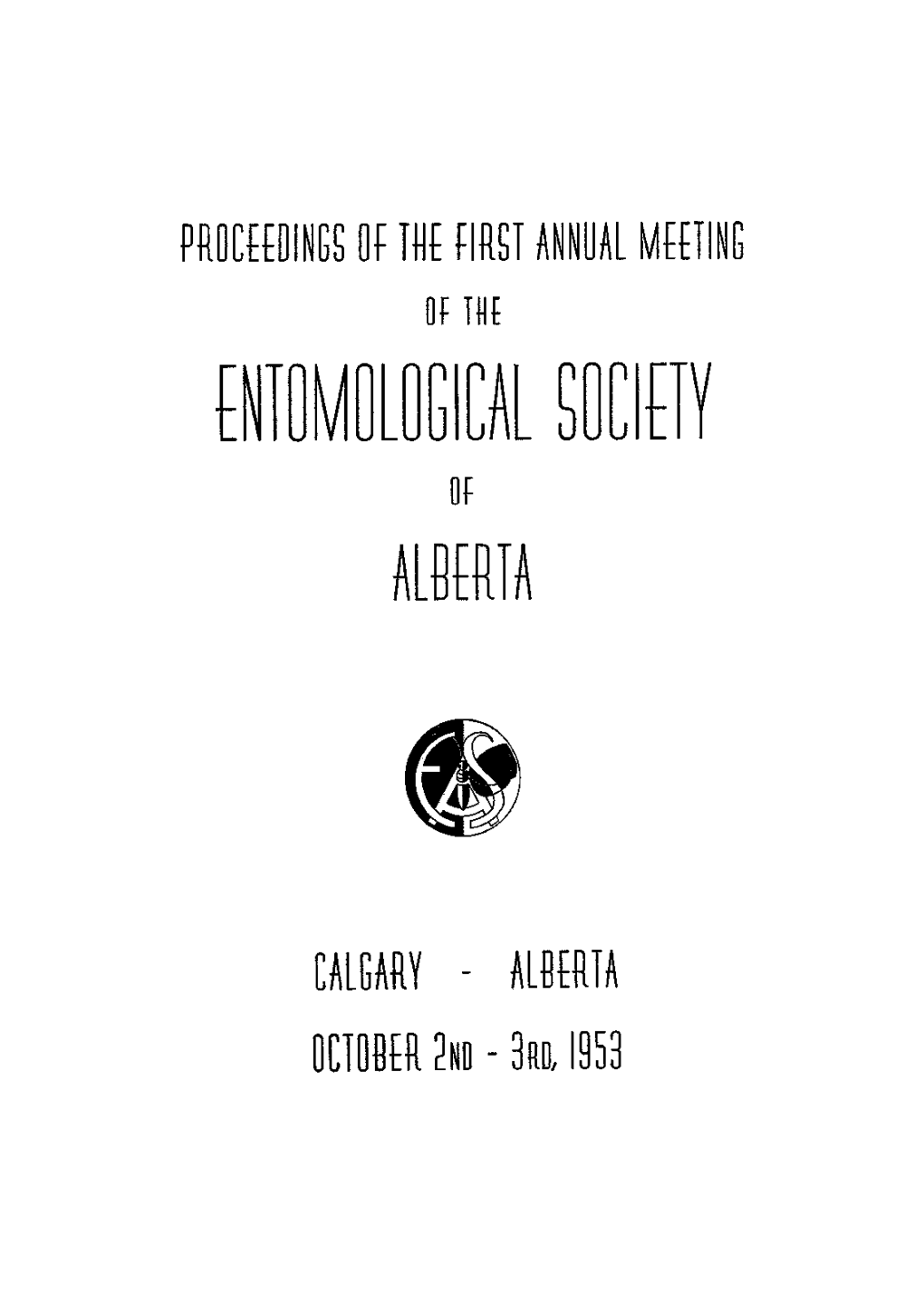 Proceedings of the Entomological Society of Alberta 1953