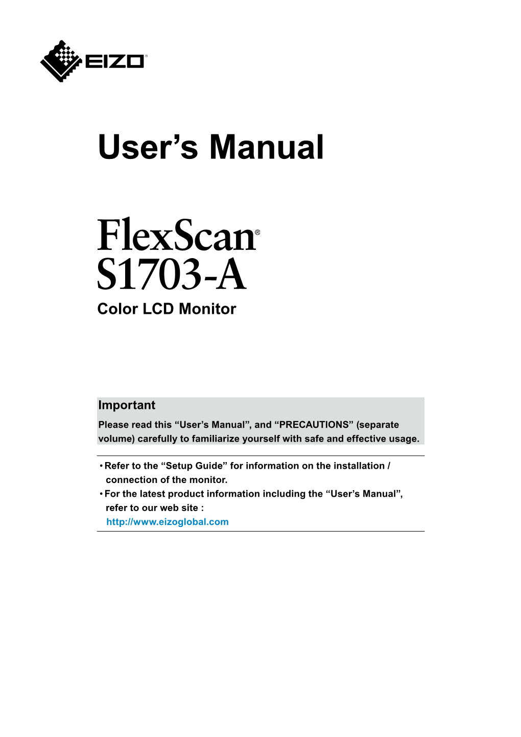 Flexscan S1703-A User's Manual