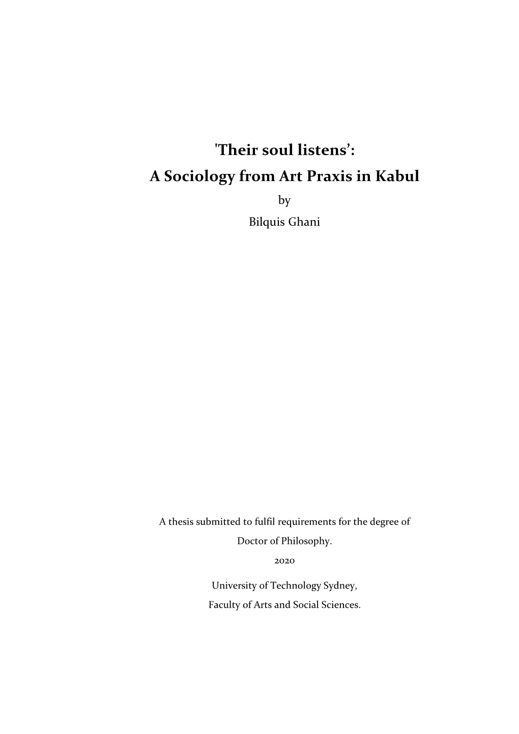 A Sociology from Art Praxis in Kabul by Bilquis Ghani