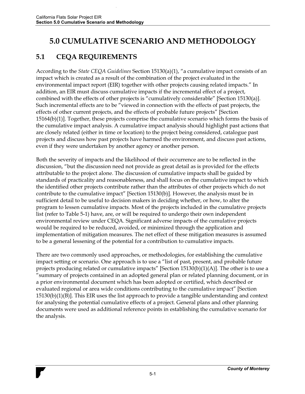 5.0 Cumulative Scenario and Methodology