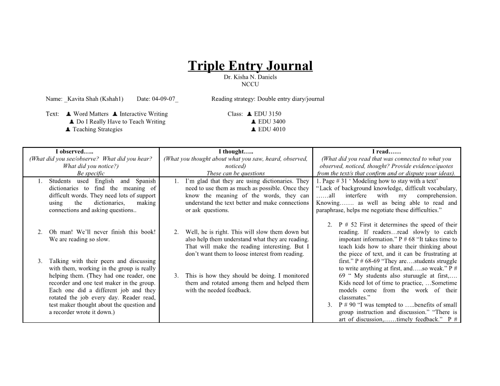 Triple Entry Journal