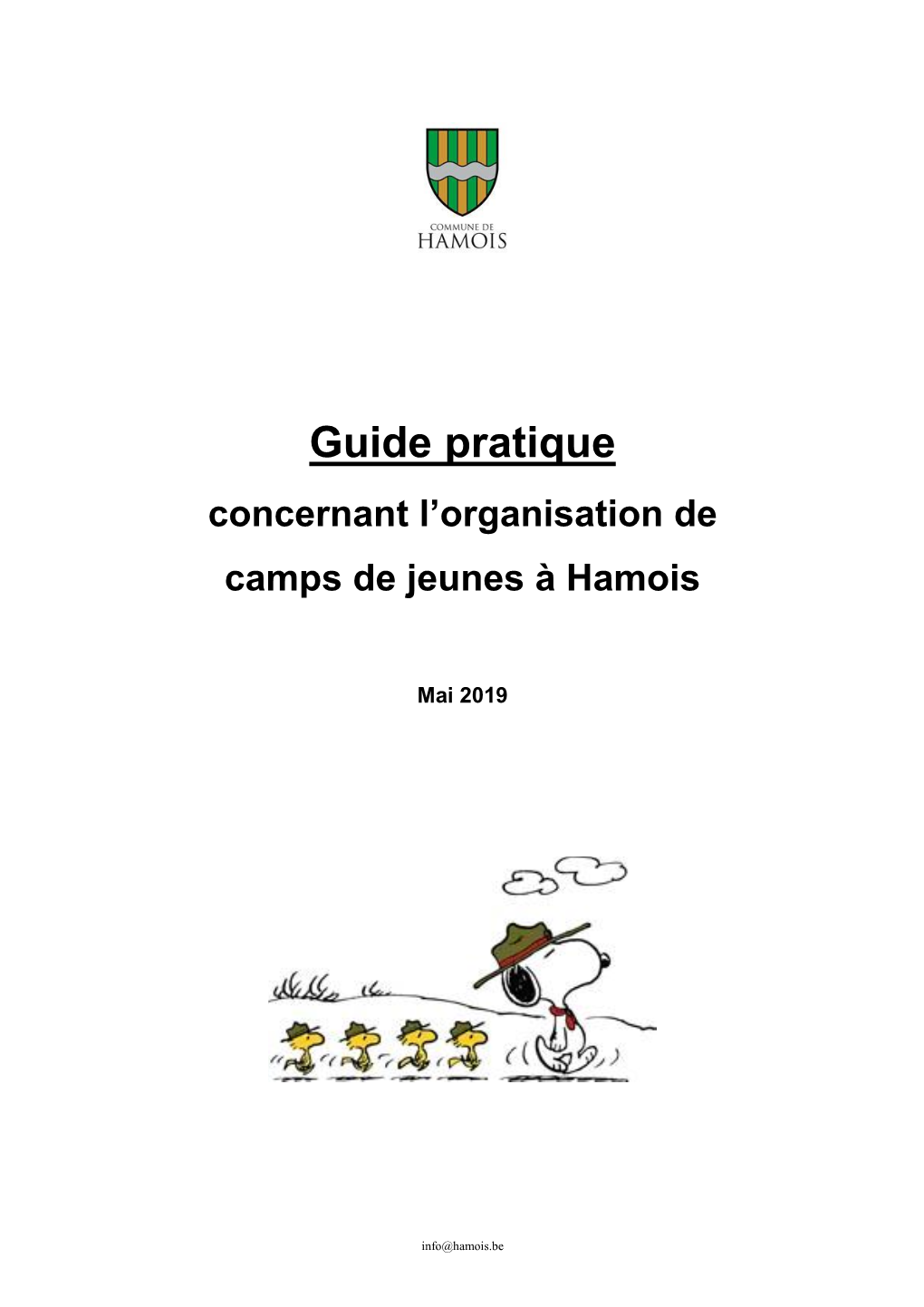 Guide Pratique Concernant L’Organisation De Camps De Jeunes À Hamois
