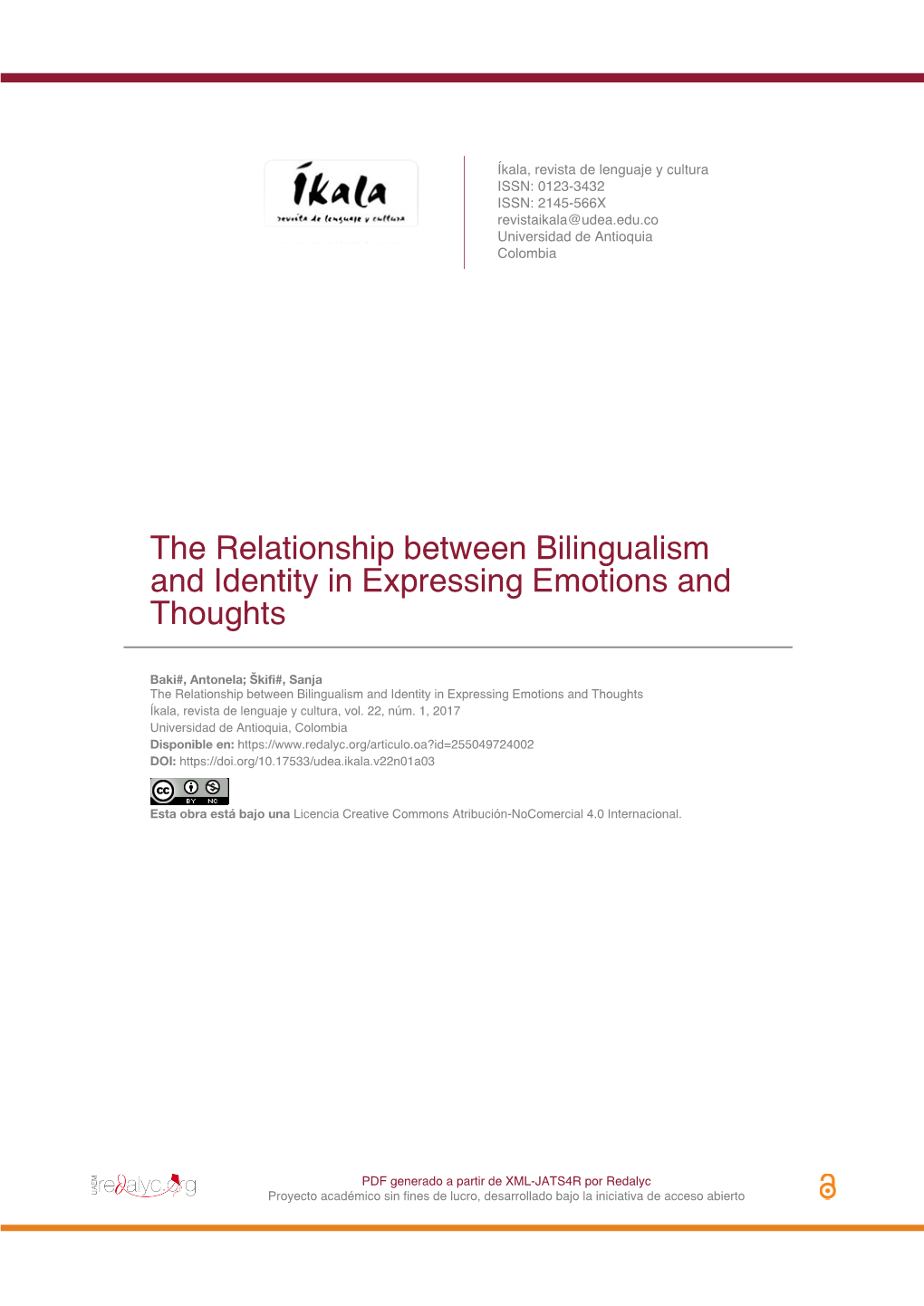 The Relationship Between Bilingualism and Identity in Expressing Emotions and Thoughts