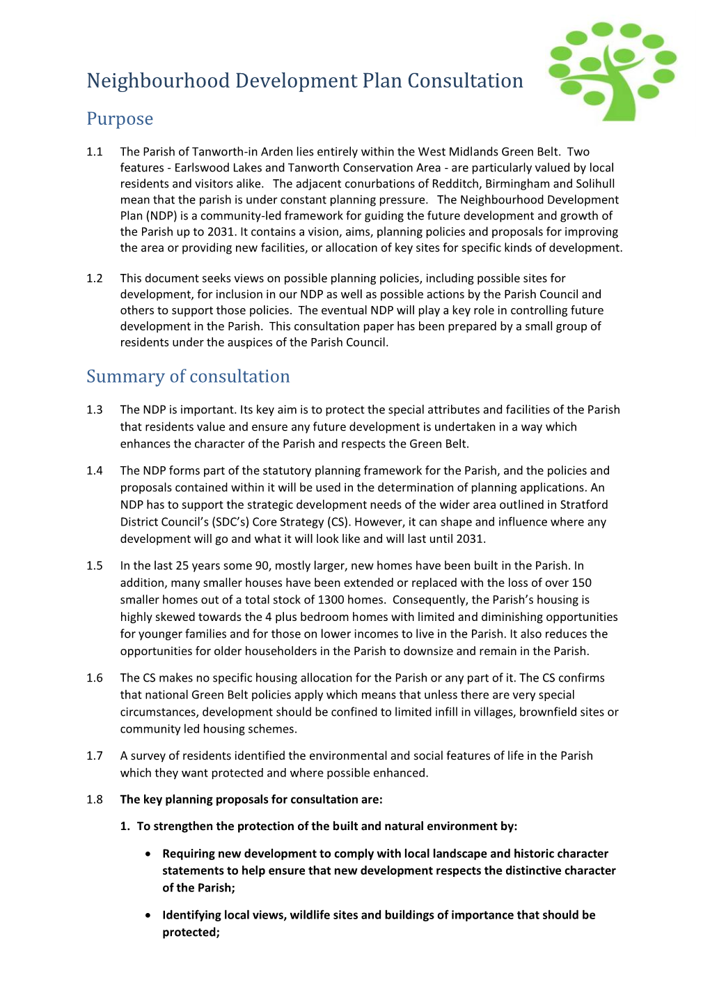 Neighbourhood Development Plan Consultation Purpose