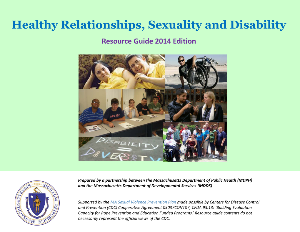 Healthy Relationships, Sexuality and Disability Resource Guide 2014 Edition