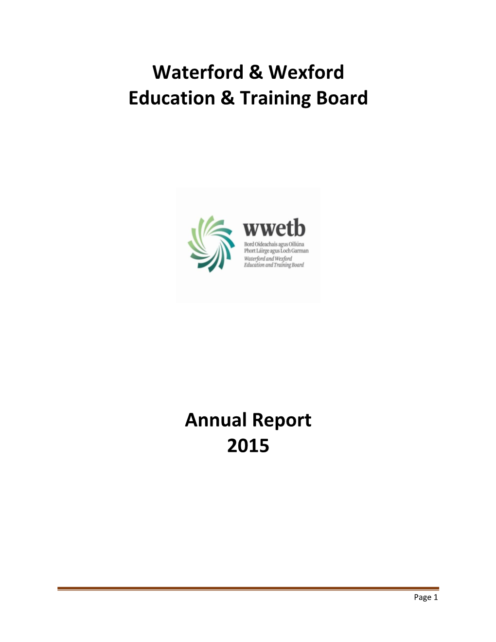 Waterford & Wexford Education & Training Board Annual Report 2015
