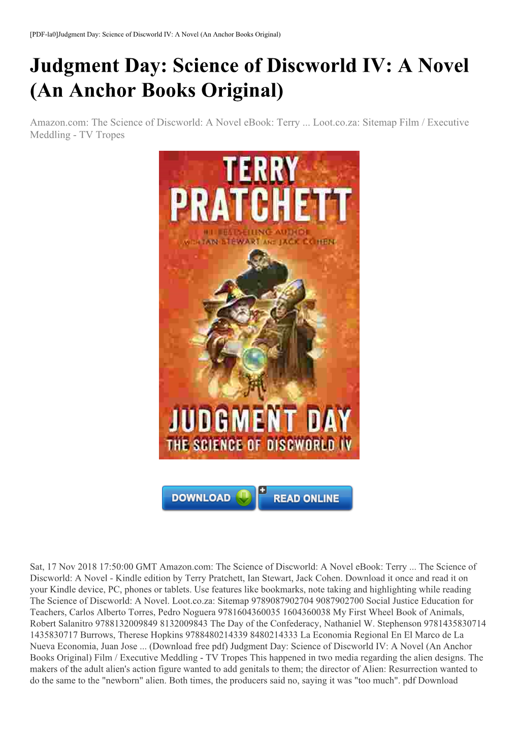 Science of Discworld IV: a Novel (An Anchor Books Original) Judgment Day: Science of Discworld IV: a Novel (An Anchor Books Original)