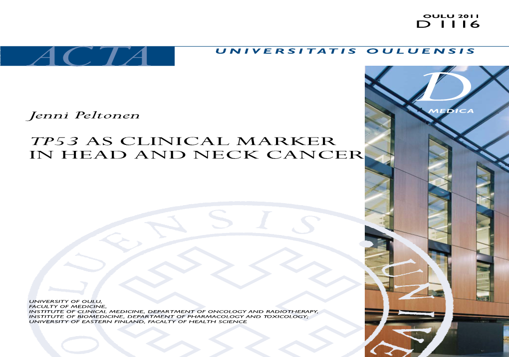 Tp53 As Clinical Marker in Head and Neck Cancer