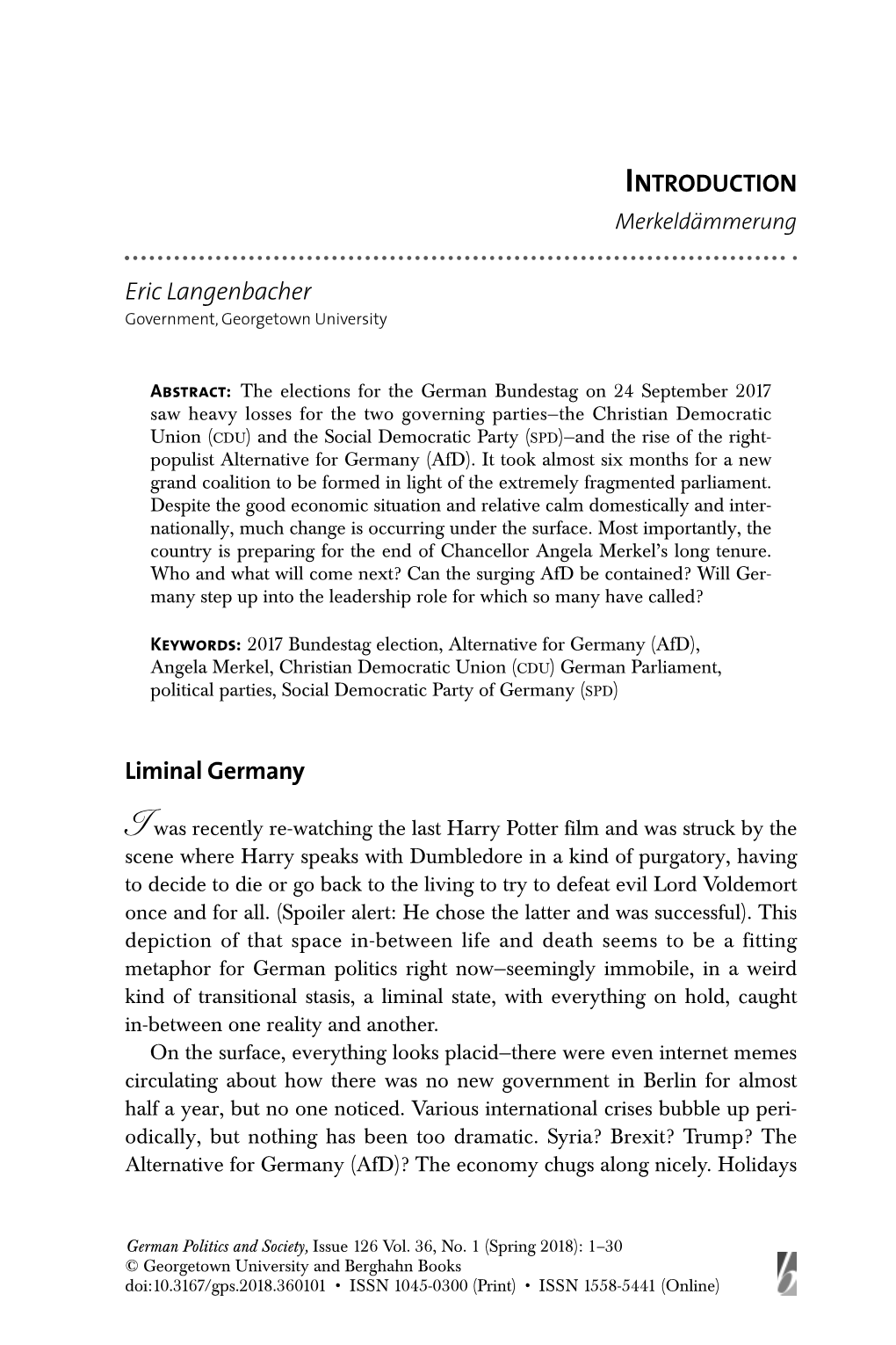 INTRODUCTION Eric Langenbacher Liminal Germany