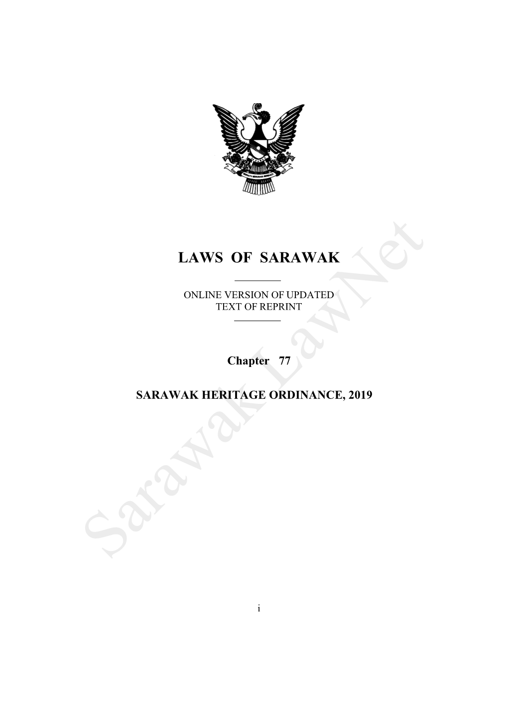 Sarawak Heritage Ordinance, 2019 ( Cap. 77 )