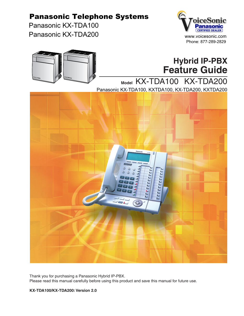 Panasonic KX-TDA100 KX-TDA200 Hybrid IP-PBX Feature Guide