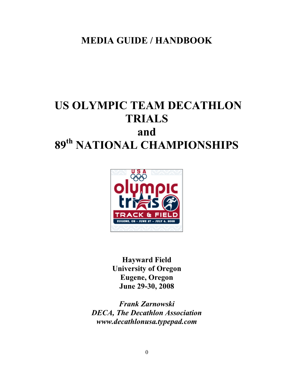 2008 US Olympic Trials Decathlon Handbook