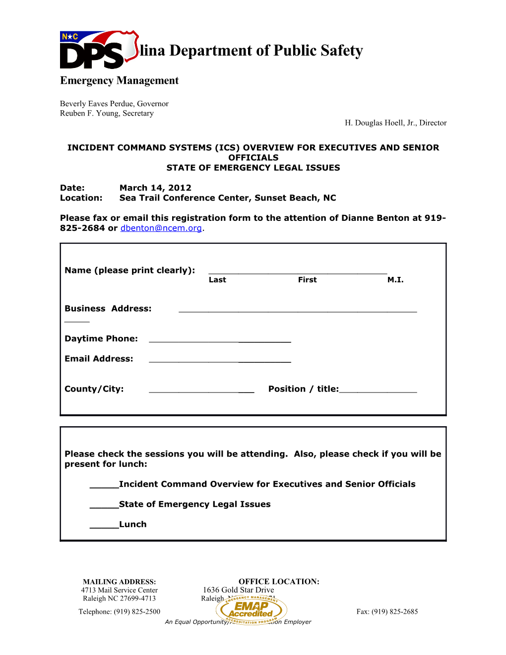 Elected Officials Workshop Registration Form