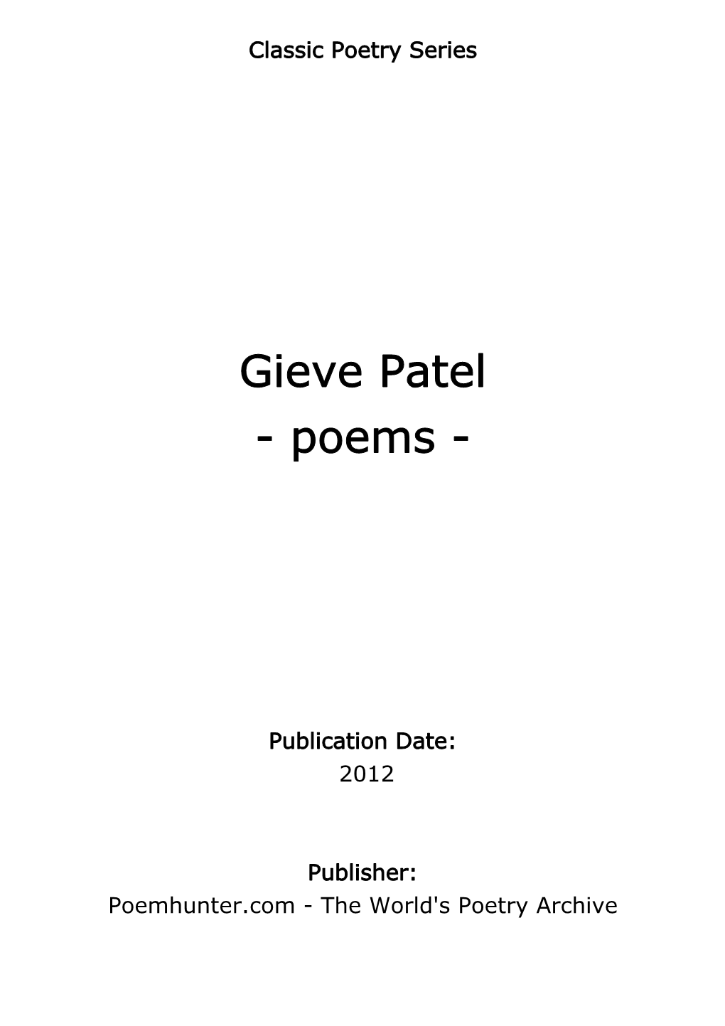 Gieve Patel - Poems