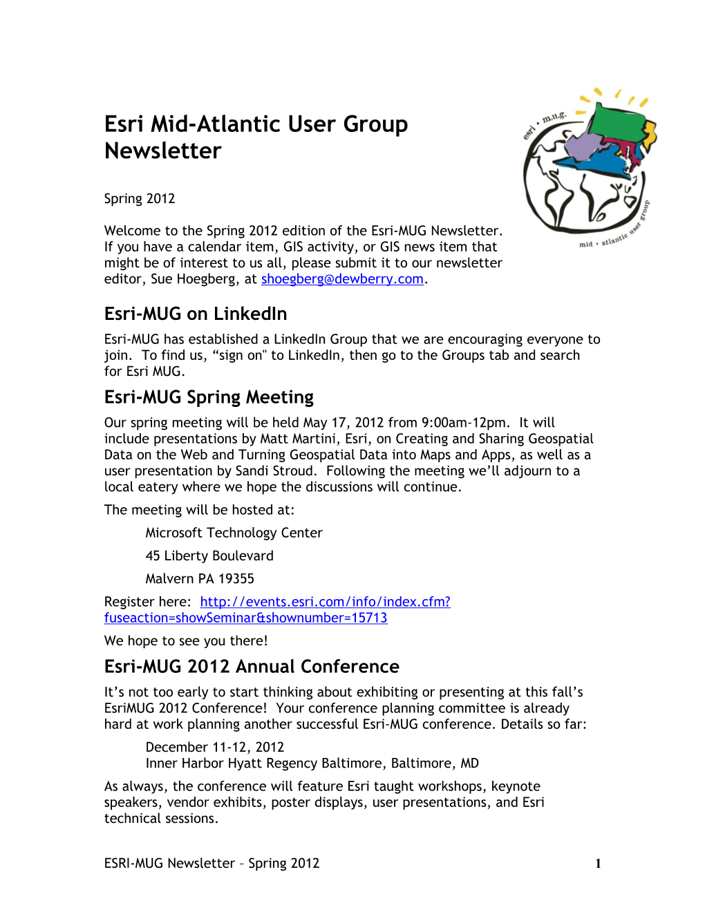 Esri Mid-Atlantic User Group