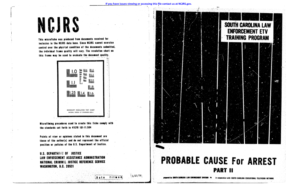 PROBABLE CAUSE for ARREST WASHINGTO •• D.C