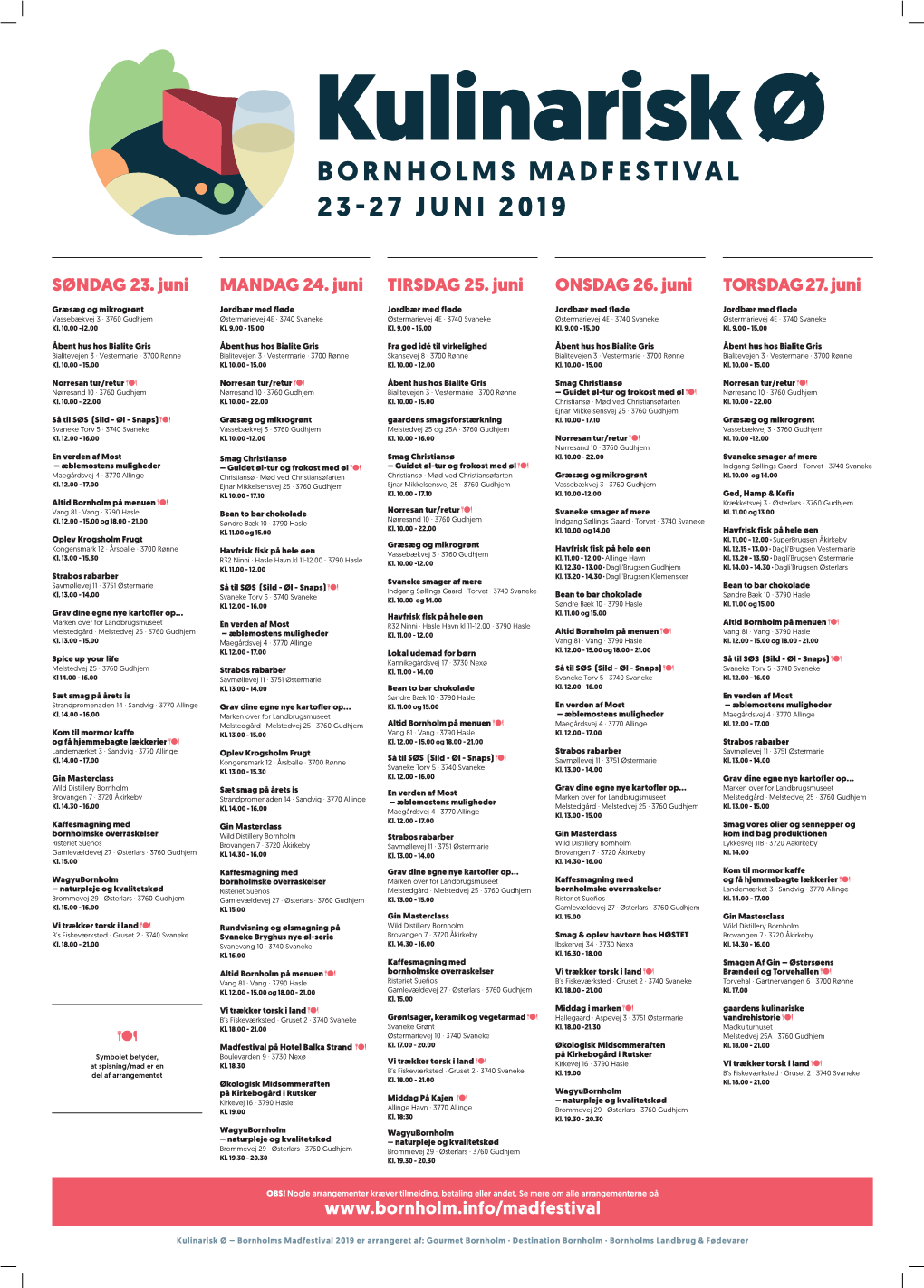 Bornholms Madfestival 23-27 Juni 2019