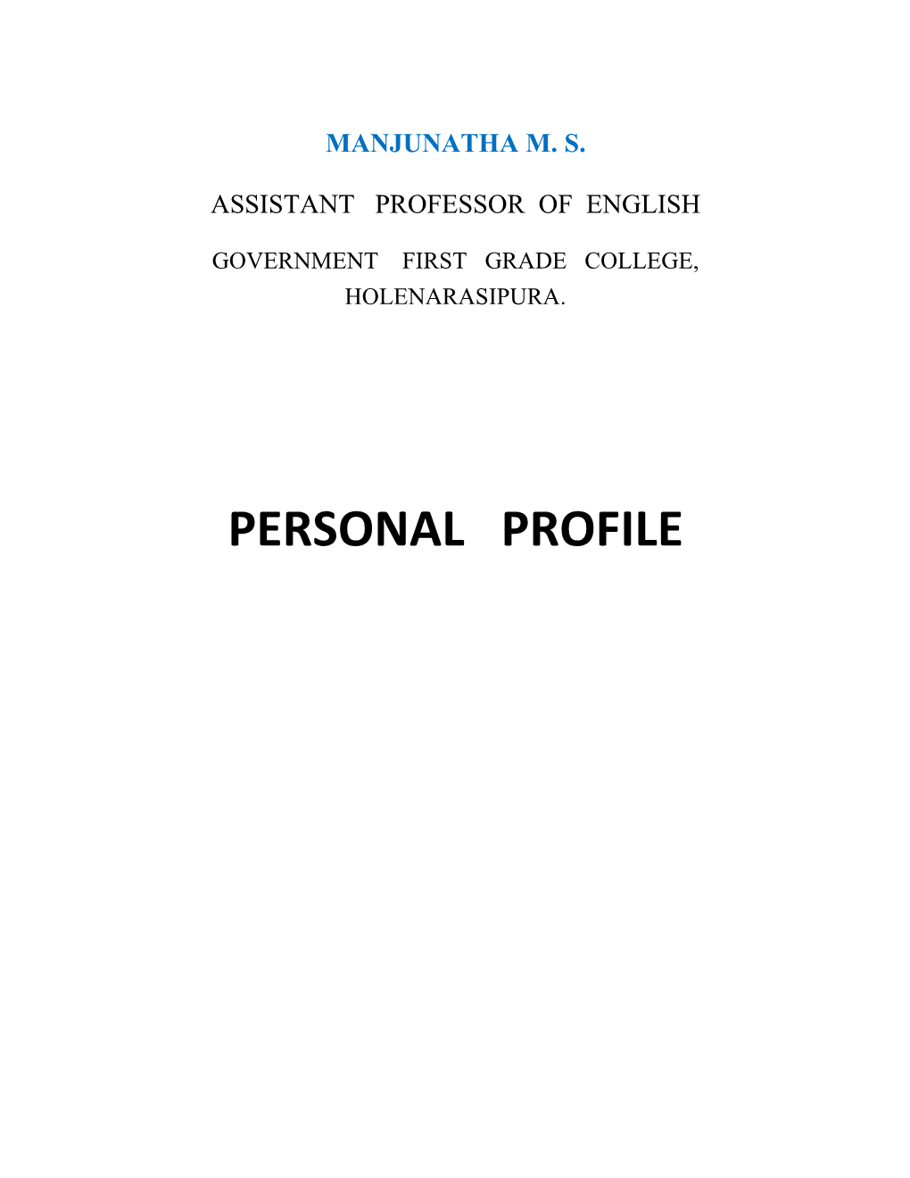 Personal Profile