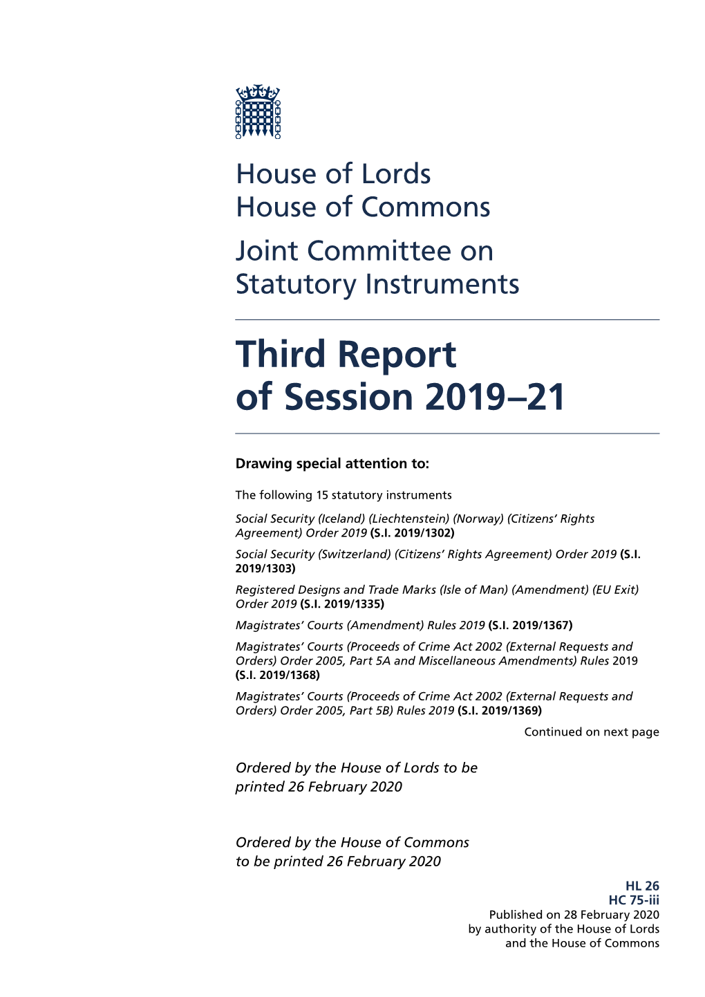 Third Report of Session 2019-21