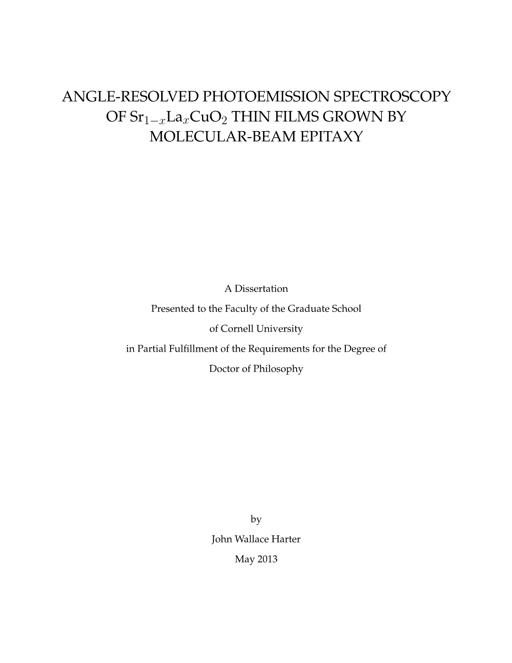 ANGLE-RESOLVED PHOTOEMISSION SPECTROSCOPY of Sr1−Xlaxcuo2 THIN FILMS GROWN by MOLECULAR-BEAM EPITAXY