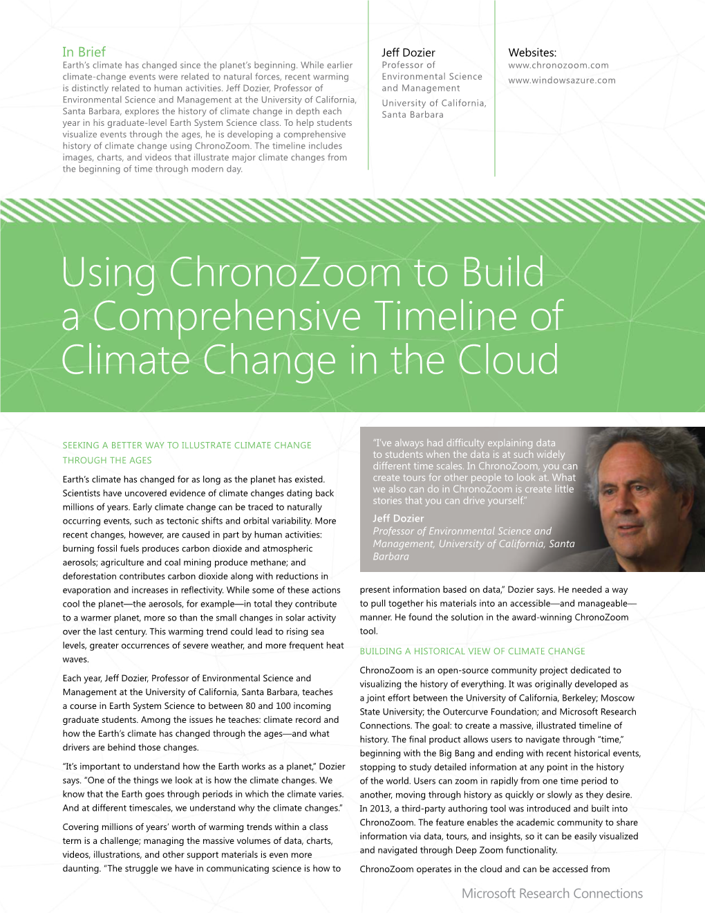 Using Chronozoom to Build a Comprehensive Timeline of Climate Change in the Cloud