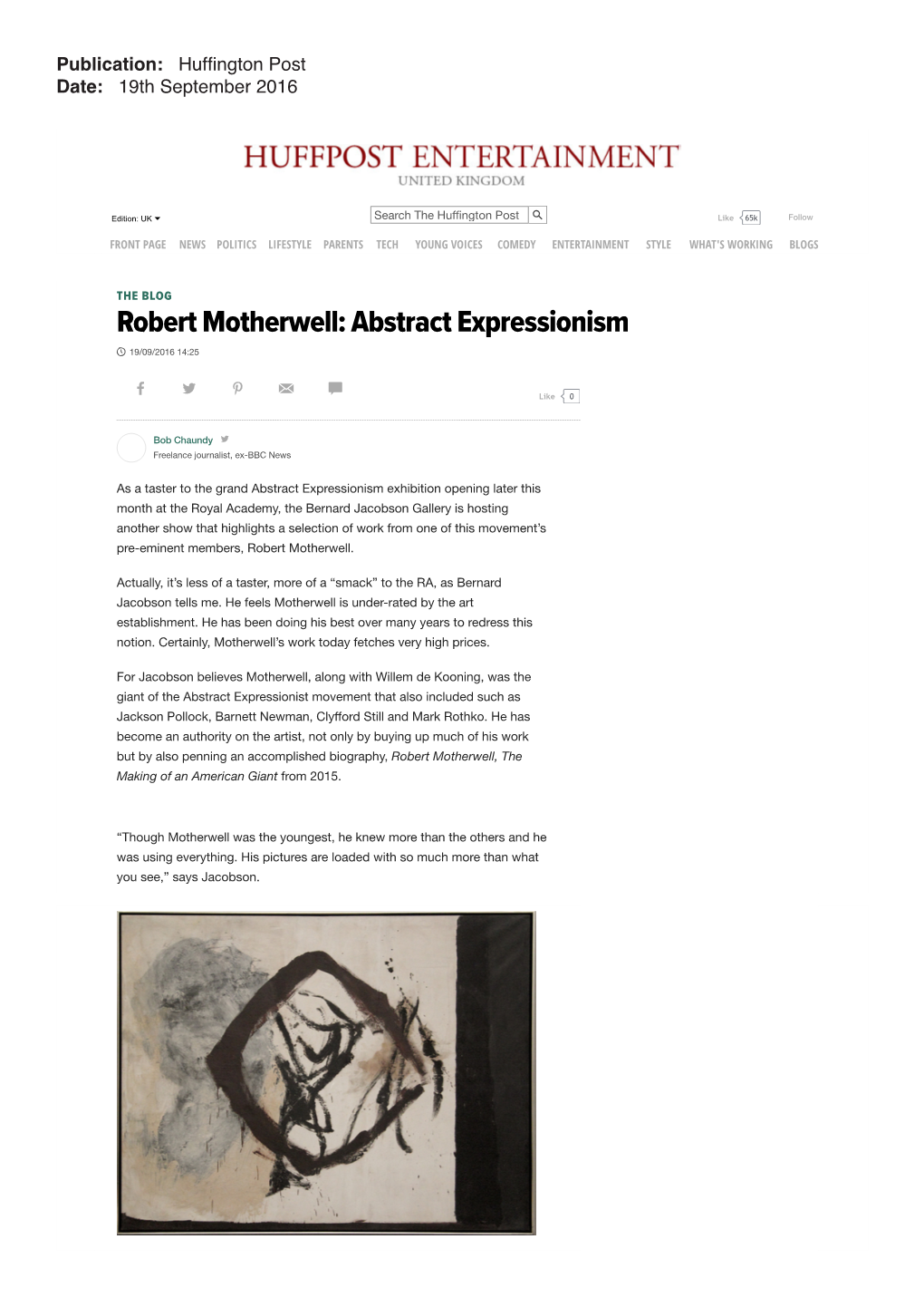 Robert Motherwell: Abstract Expressionism | Hufﬁngton Post