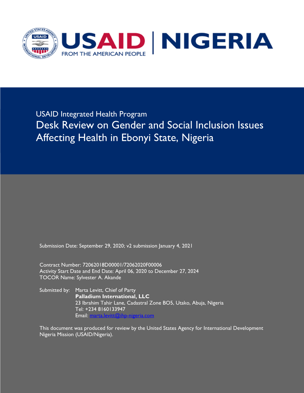 Desk Review on Gender and Social Inclusion Issues Affecting Health in Ebonyi State, Nigeria