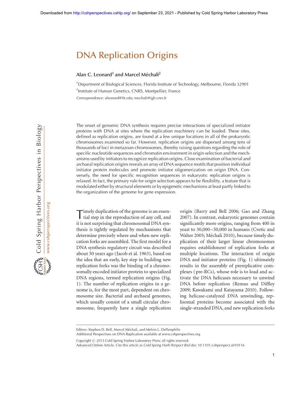 DNA Replication Origins