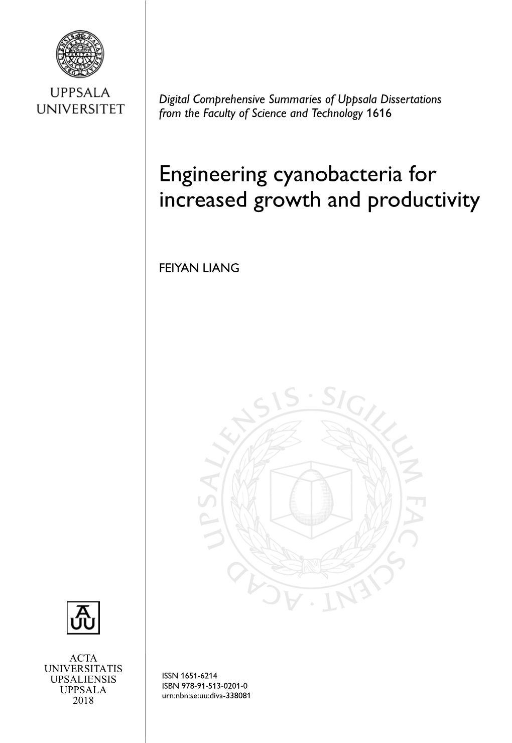 Engineering Cyanobacteria for Increased Growth and Productivity