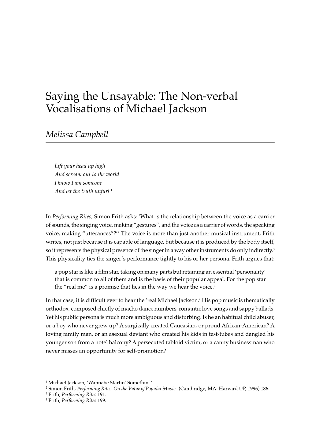 The Non-Verbal Vocalisations of Michael Jackson