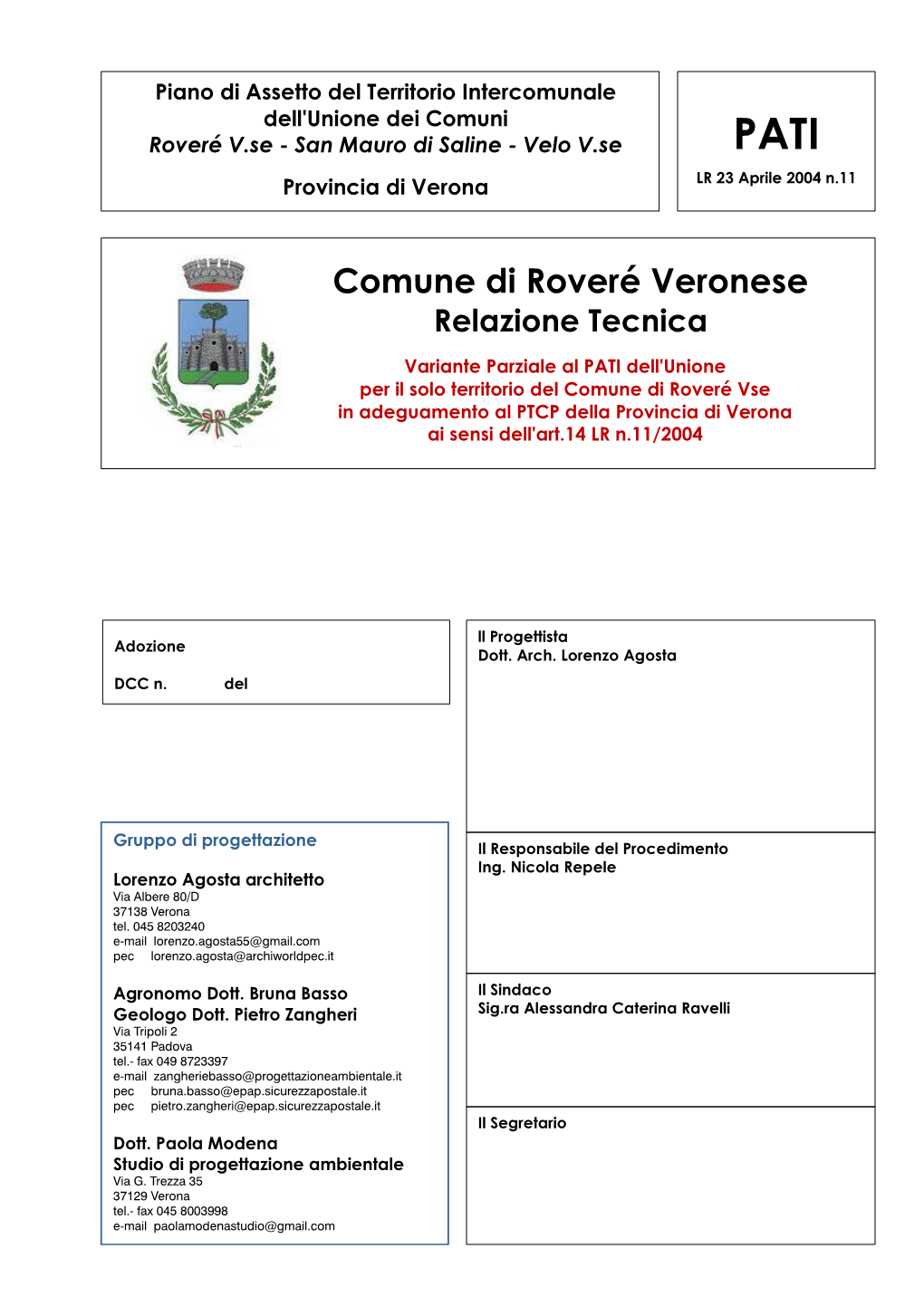 Comune Di Roveré Veronese Relazione Tecnica