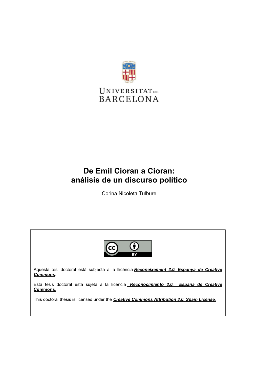 De Emil Cioran a Cioran: Análisis De Un Discurso Político