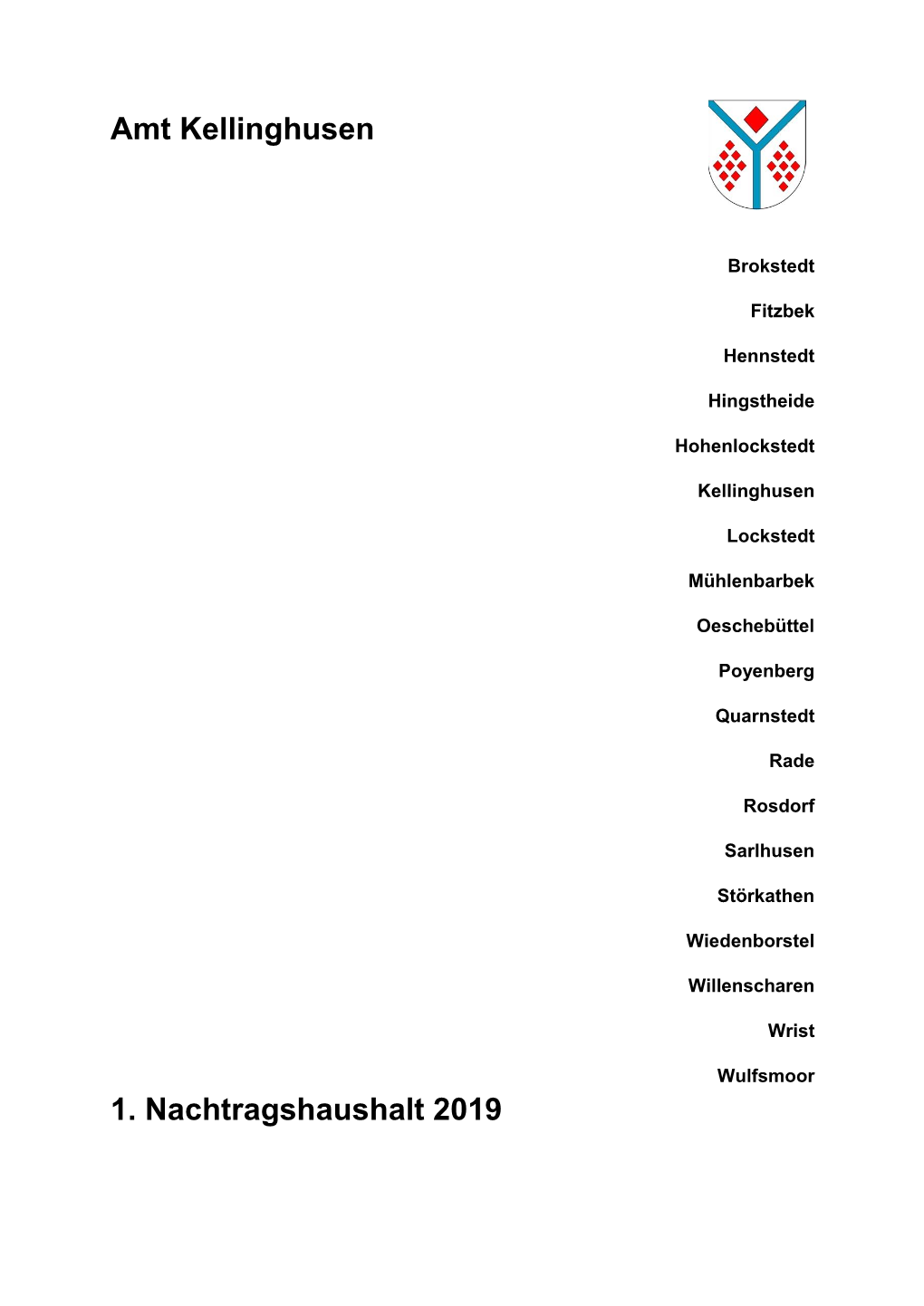 Amt Kellinghusen 1. Nachtragshaushalt 2019
