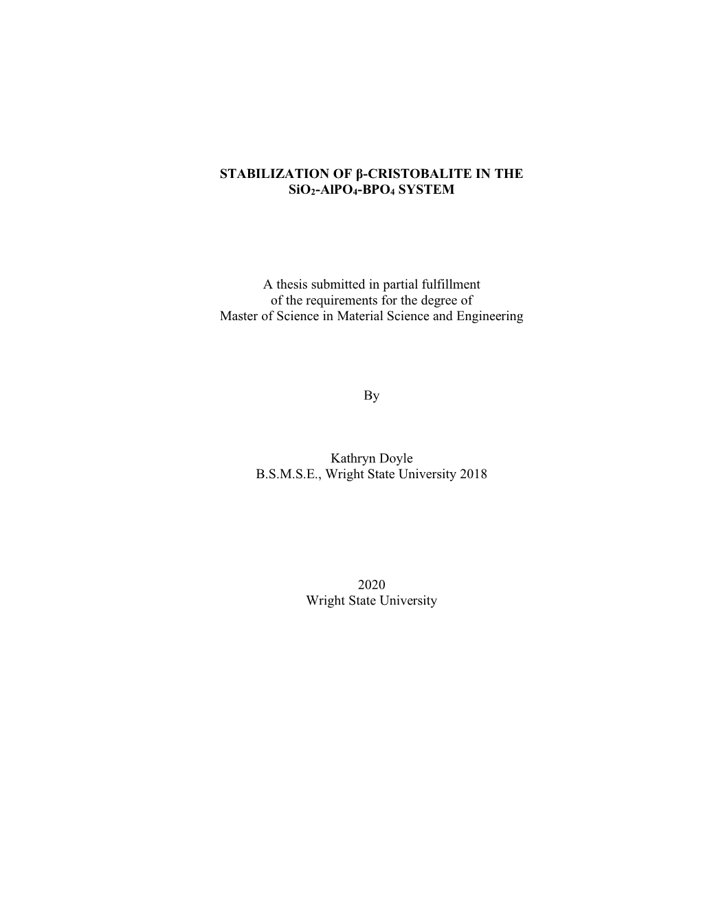 STABILIZATION of Β-CRISTOBALITE in the Sio2-Alpo4-BPO4 SYSTEM