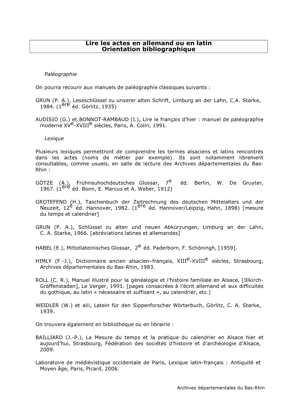 Lire Les Actes En Allemand Ou En Latin Orientation Bibliographique