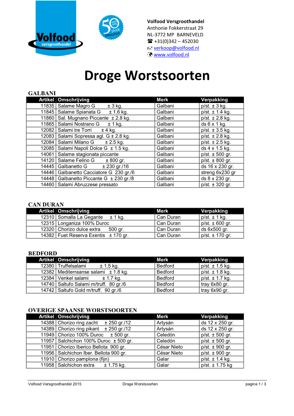 Droge Worstsoorten