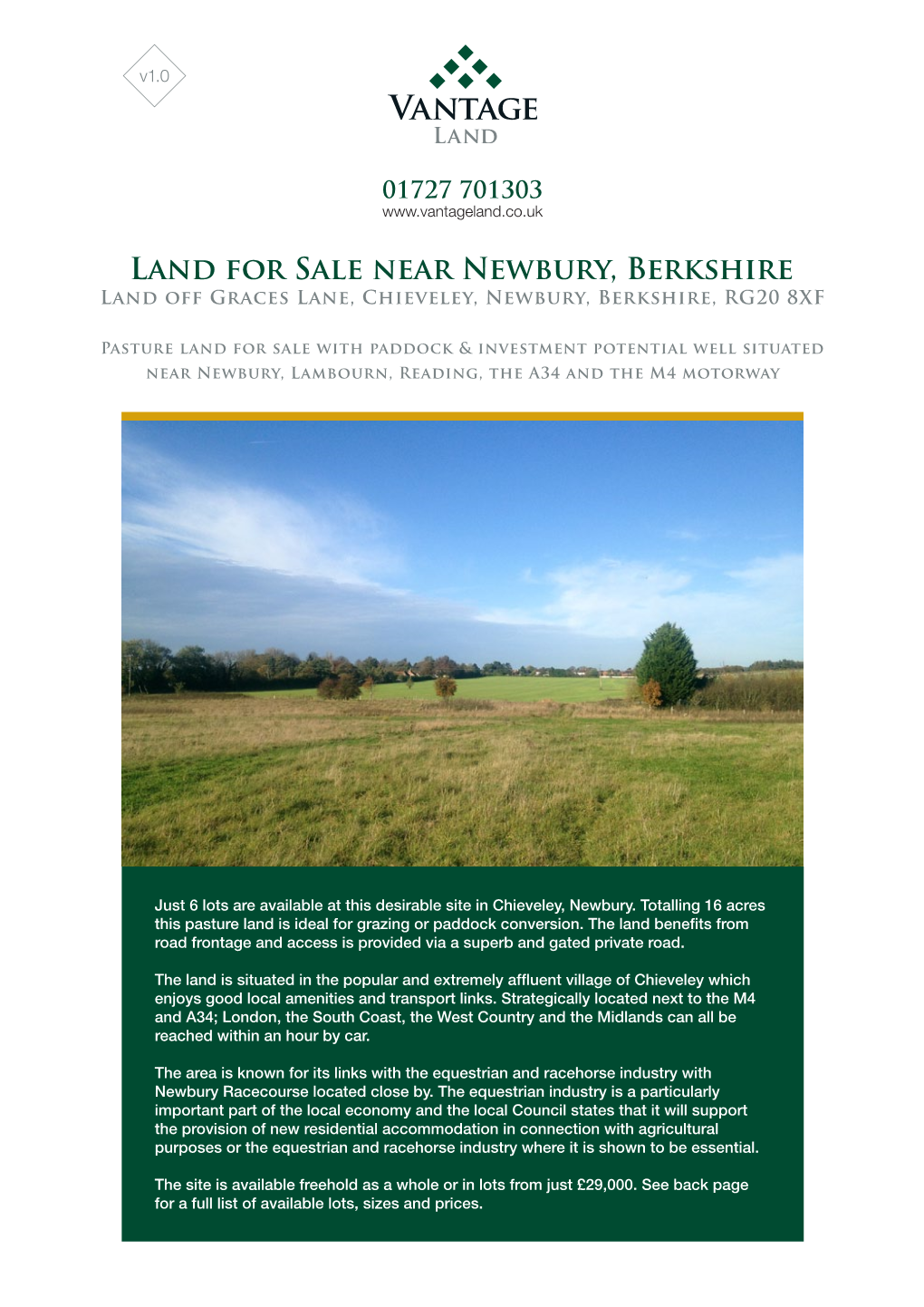 Land for Sale Near Newbury, Berkshire Land Off Graces Lane, Chieveley, Newbury, Berkshire, RG20 8XF