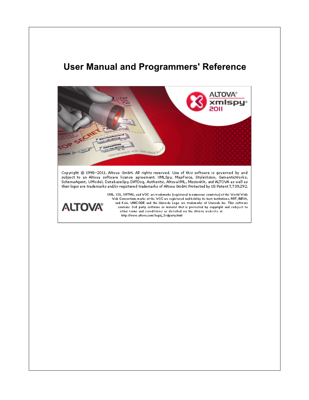 Altova Xmlspy 2011 User & Reference Manual
