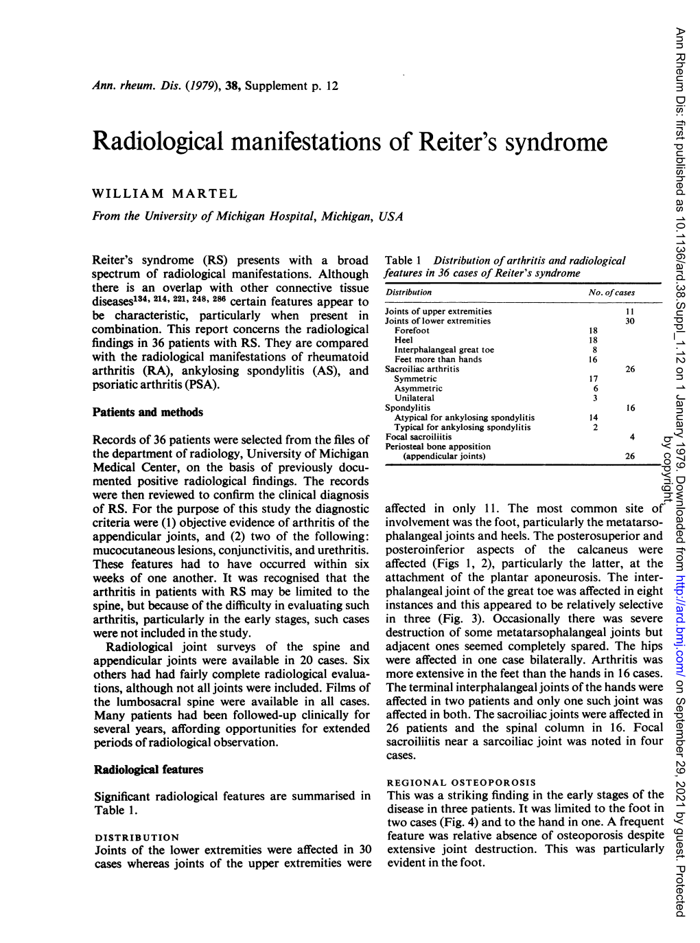 Radiological Manifestations of Reiter's Syndrome