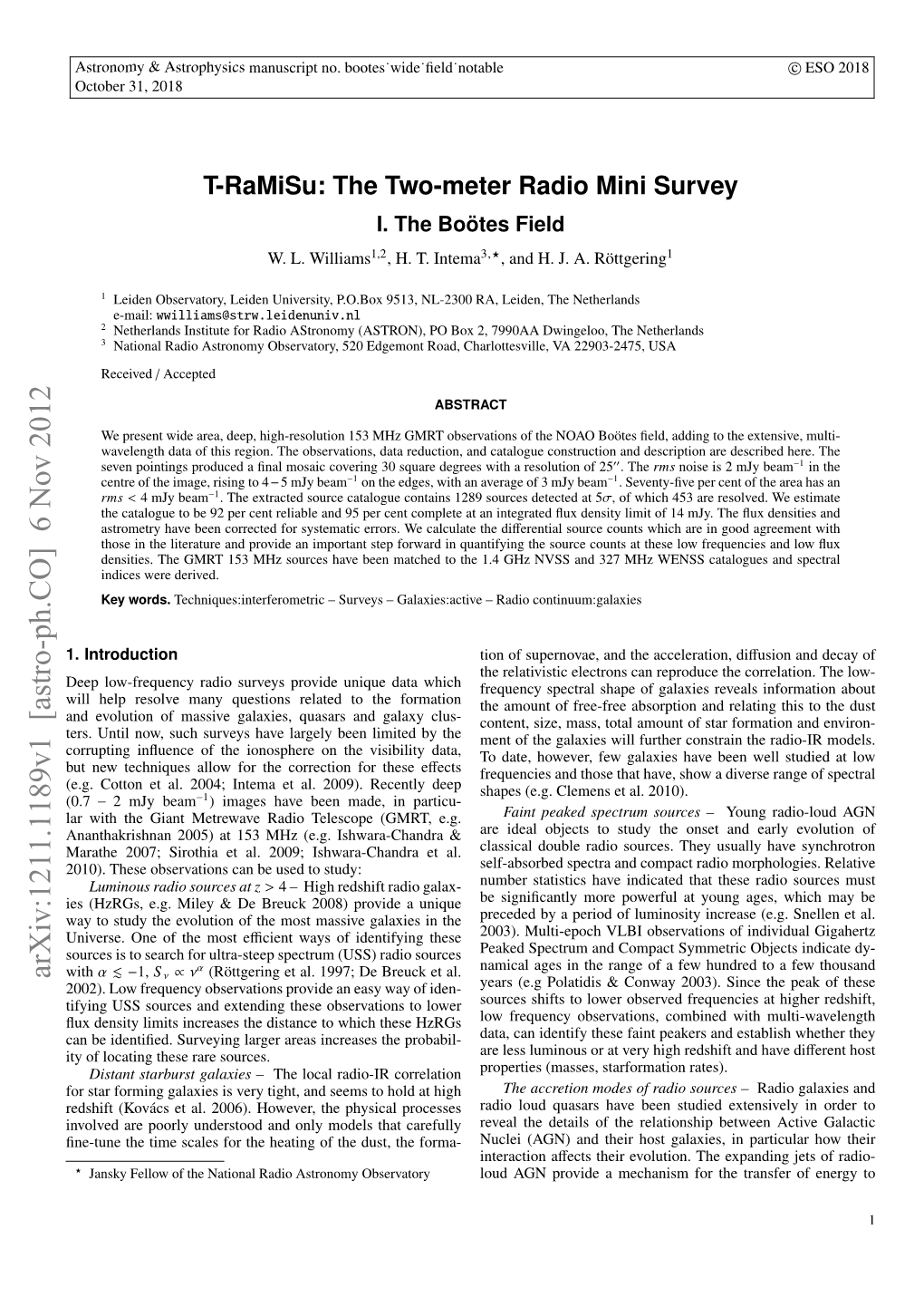 T-Ramisu: the Two-Meter Radio Mini Survey I. the Bootes Field