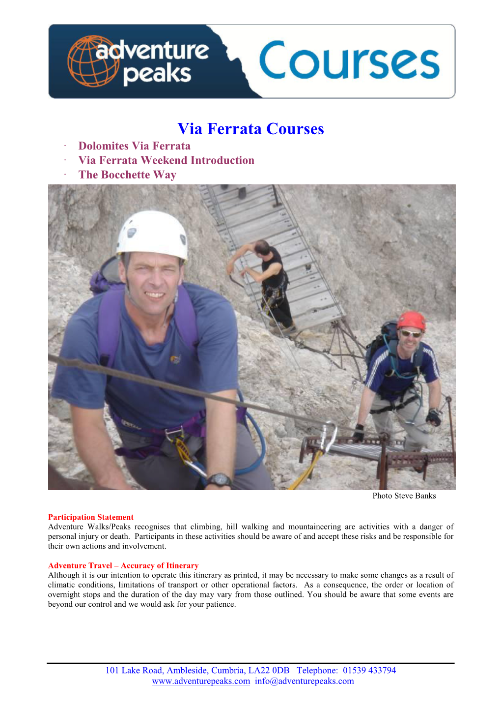 Via Ferrata Courses  Dolomites Via Ferrata  Via Ferrata Weekend Introduction  the Bocchette Way