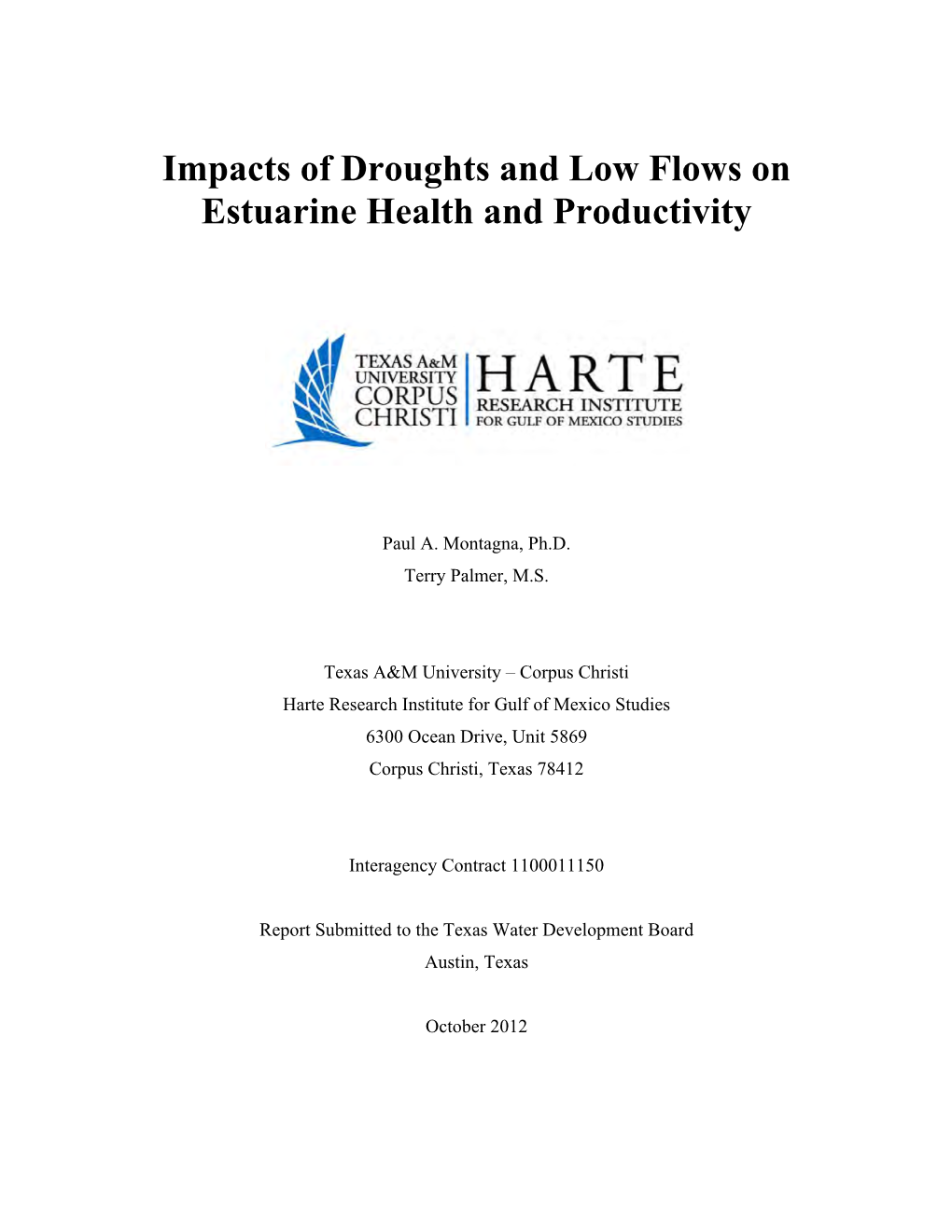 Impacts of Droughts and Low Flows on Estuarine Health and Productivity