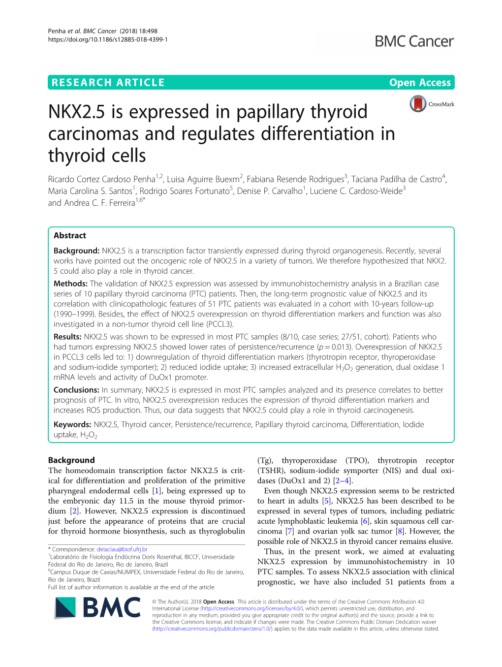 NKX2.5 Is Expressed in Papillary Thyroid Carcinomas and Regulates