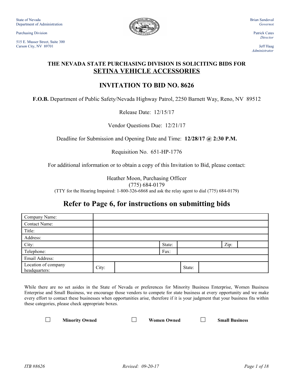 The Nevada State Purchasing Division Is Soliciting Bids For s2