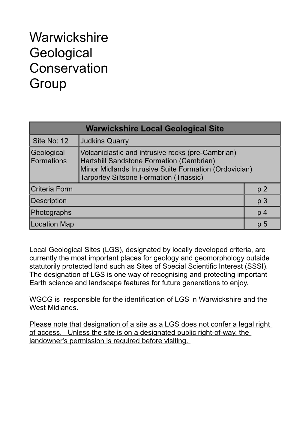 Warwickshire Geological Conservation Group