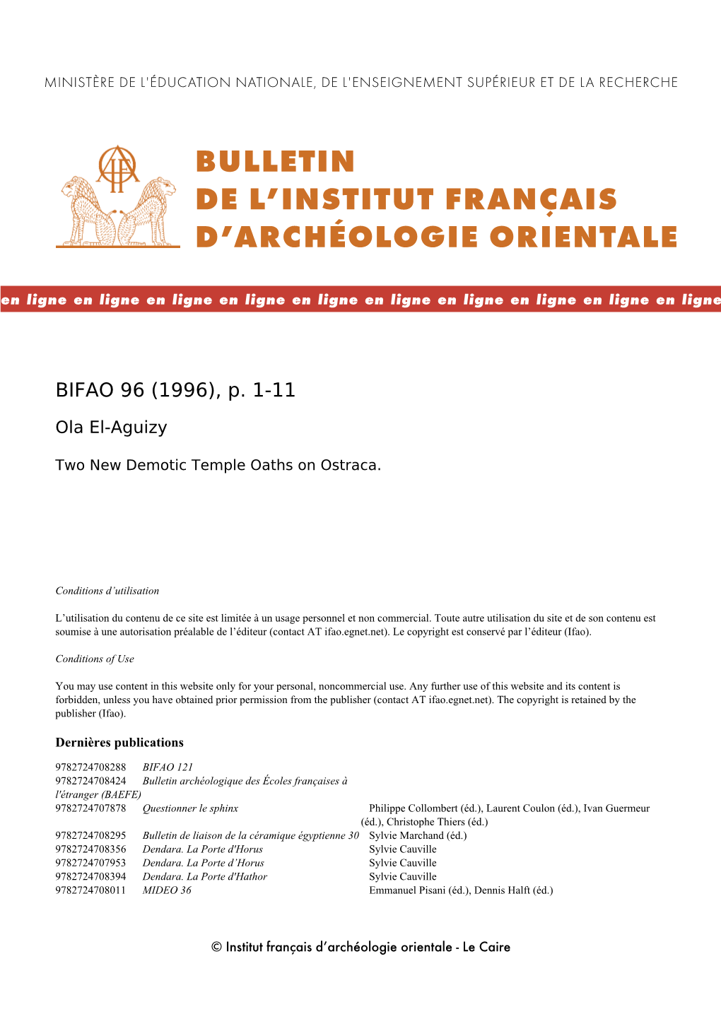 Two New Demotic Temple Oaths on Ostraca