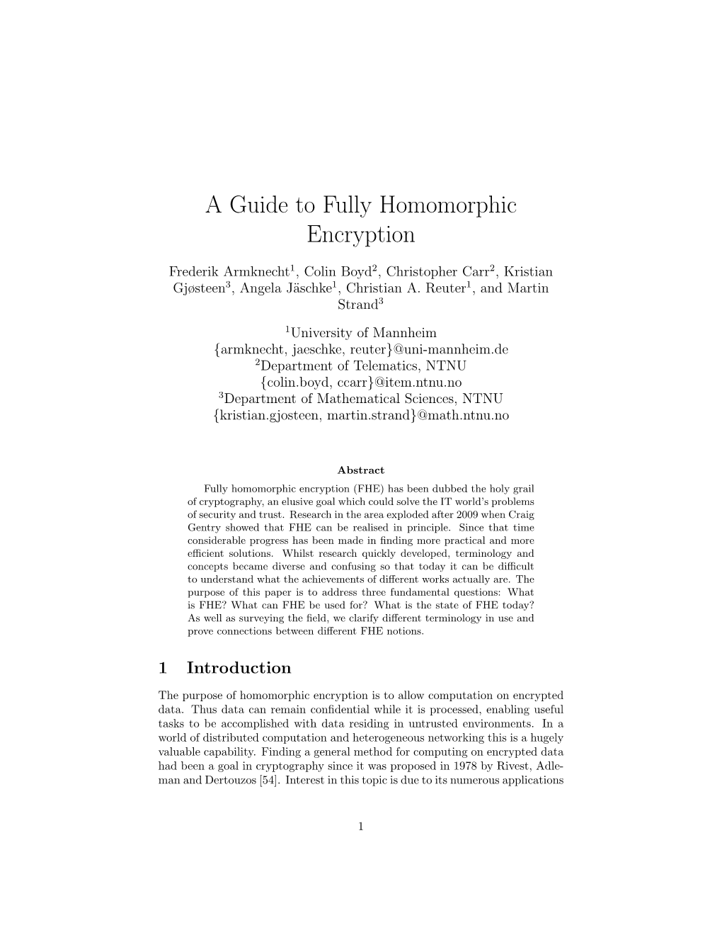 A Guide to Fully Homomorphic Encryption