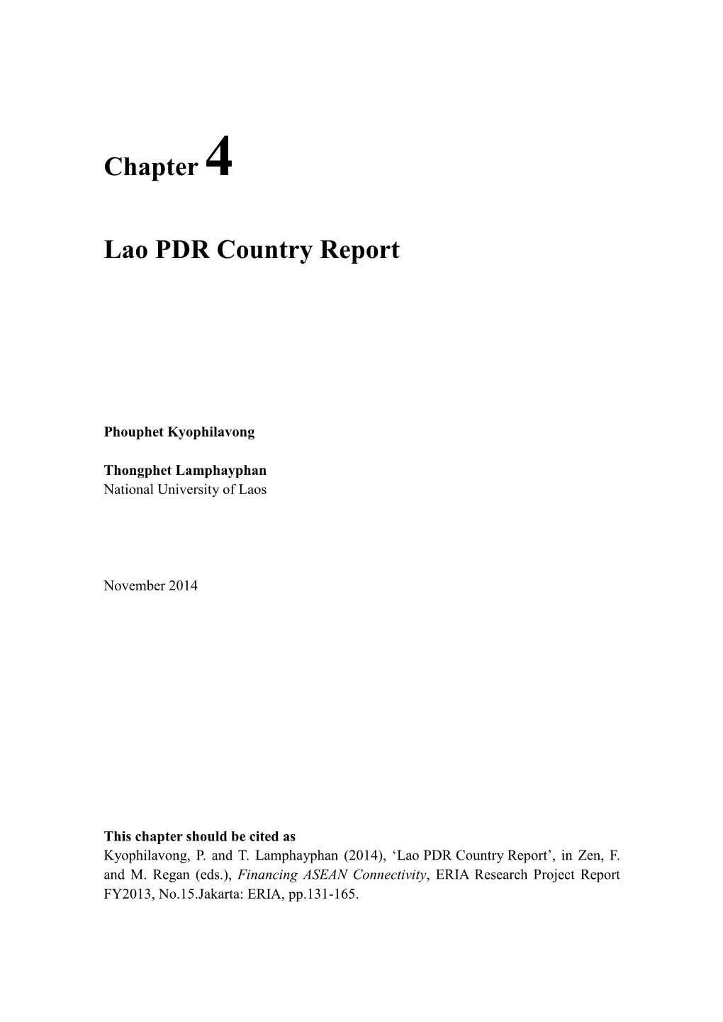 Chapter 4 Lao PDR Country Report