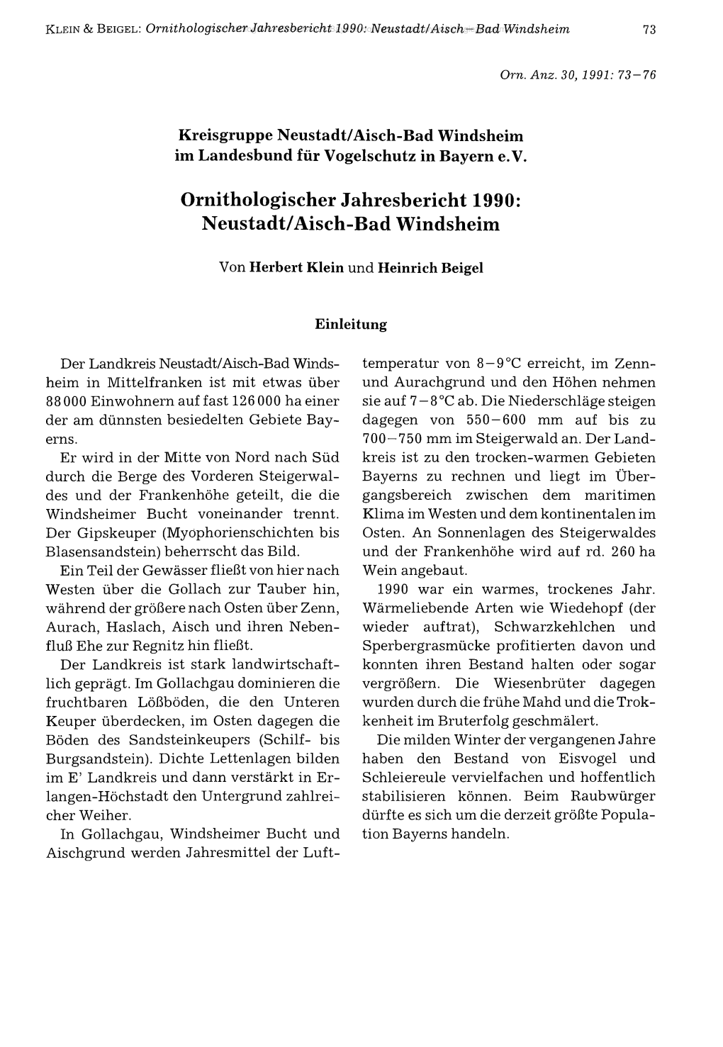 Neustadt/Aisch-Bad Windsheim Im Landesbund Für Vogelschutz in Bayern E.V