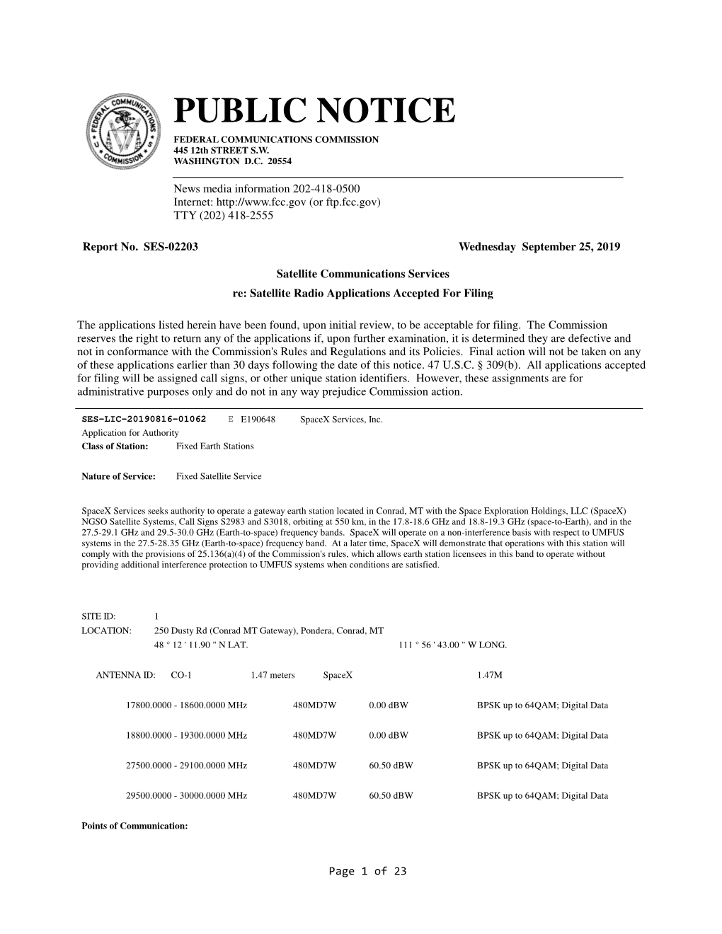 PUBLIC NOTICE FEDERAL COMMUNICATIONS COMMISSION 445 12Th STREET S.W